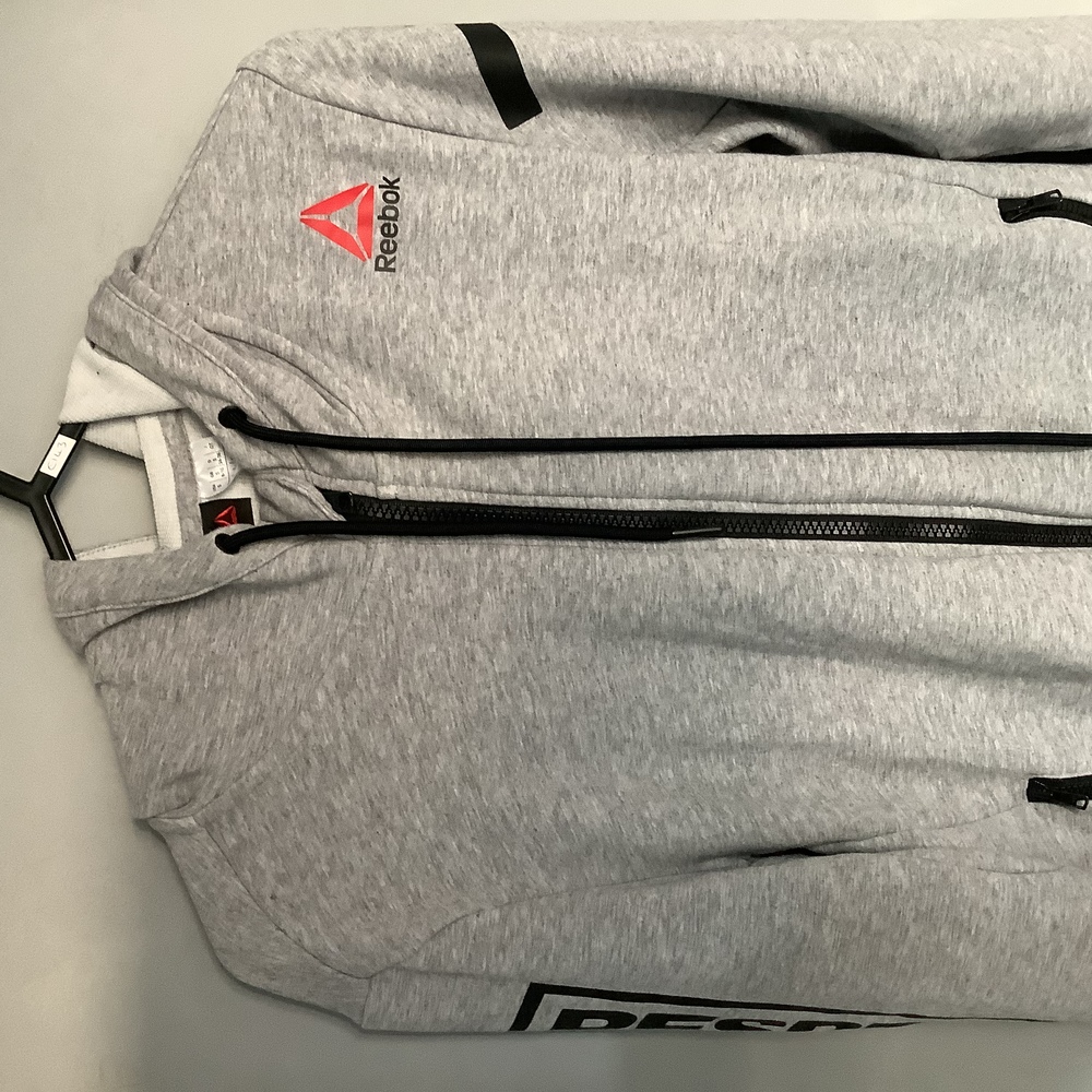 Reebok UFC Full Zip Hoodie - Size S (8-10) - Grey - P2P 18” - Respect - Picture 6 of 9